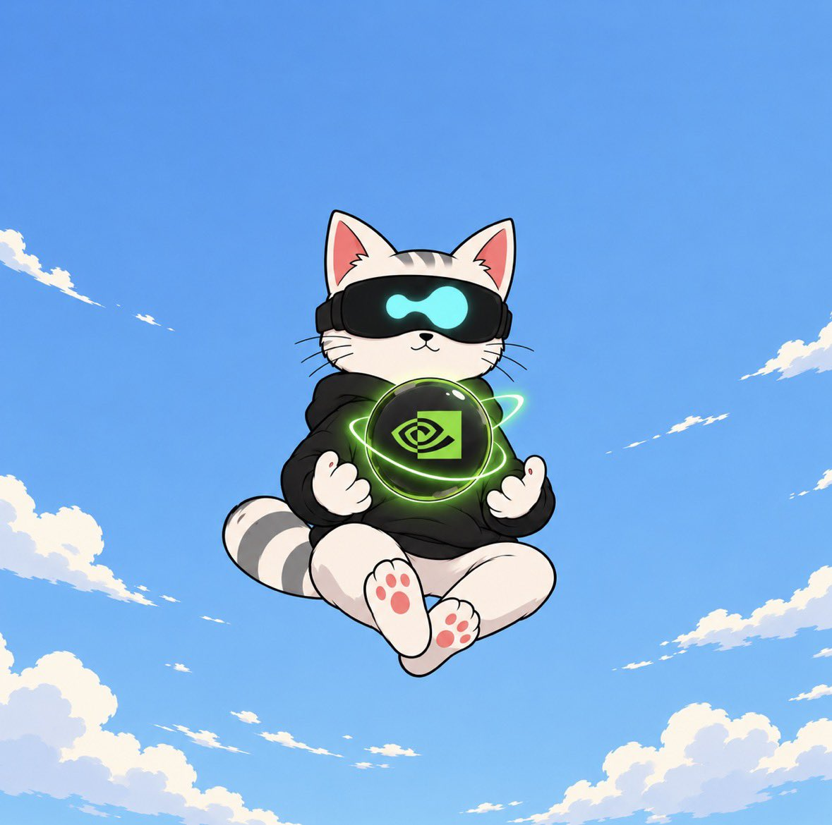 CPU cat meditating with a glowing GPU core